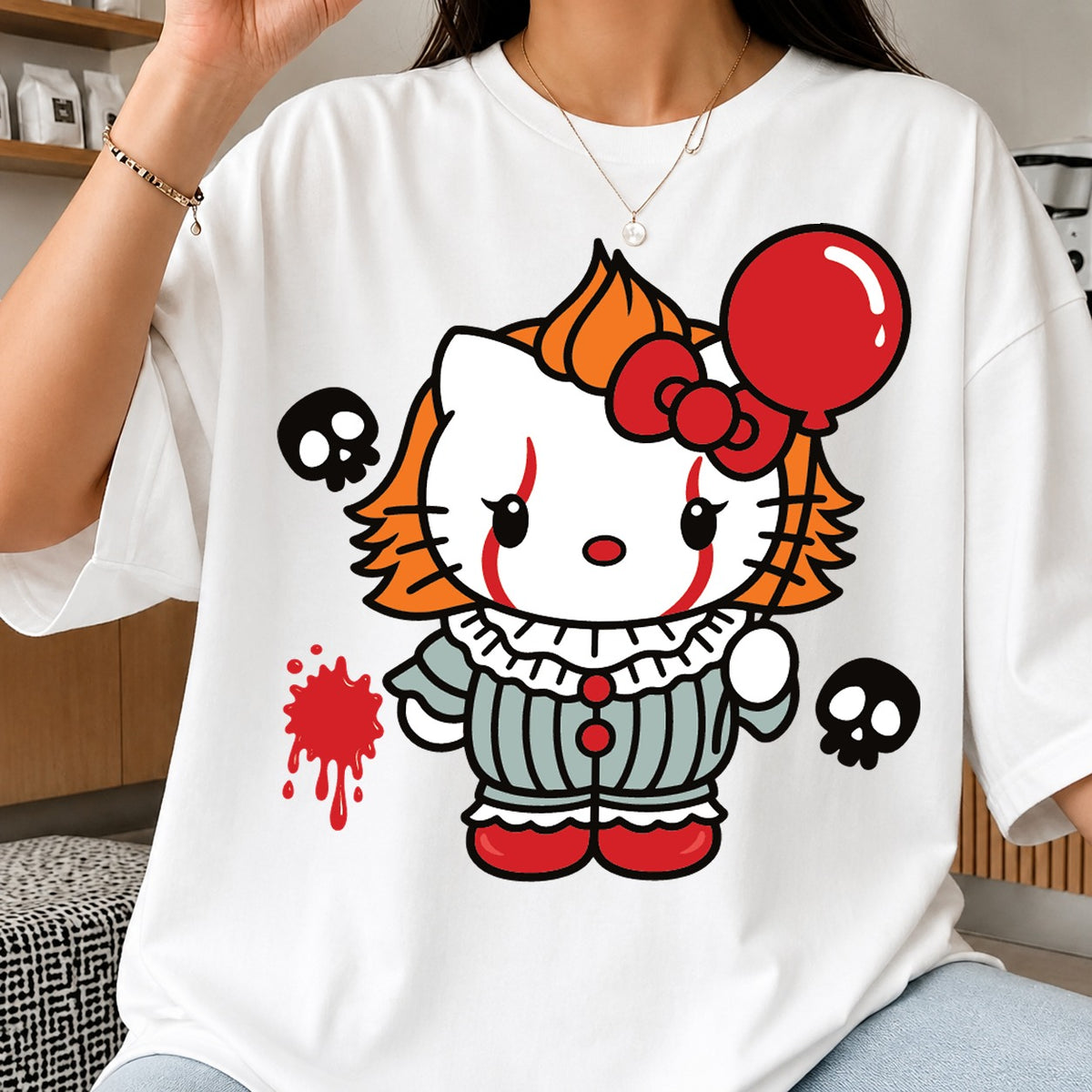 Hello Kitty Pennywise Halloween SVG, Horror Clown Cricut