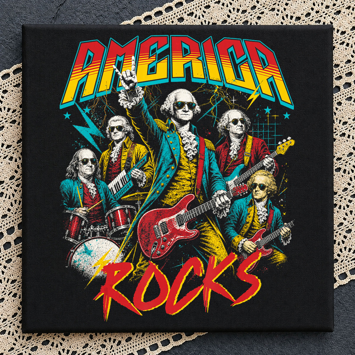 America Rocks Founding Fathers Rock Band 4th Of July PNG