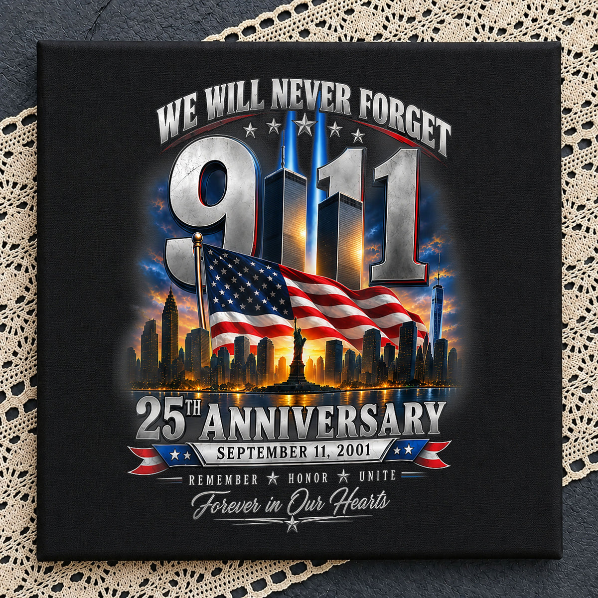 9/11 We Will Never Forget 25th Anniversary Flag PNG