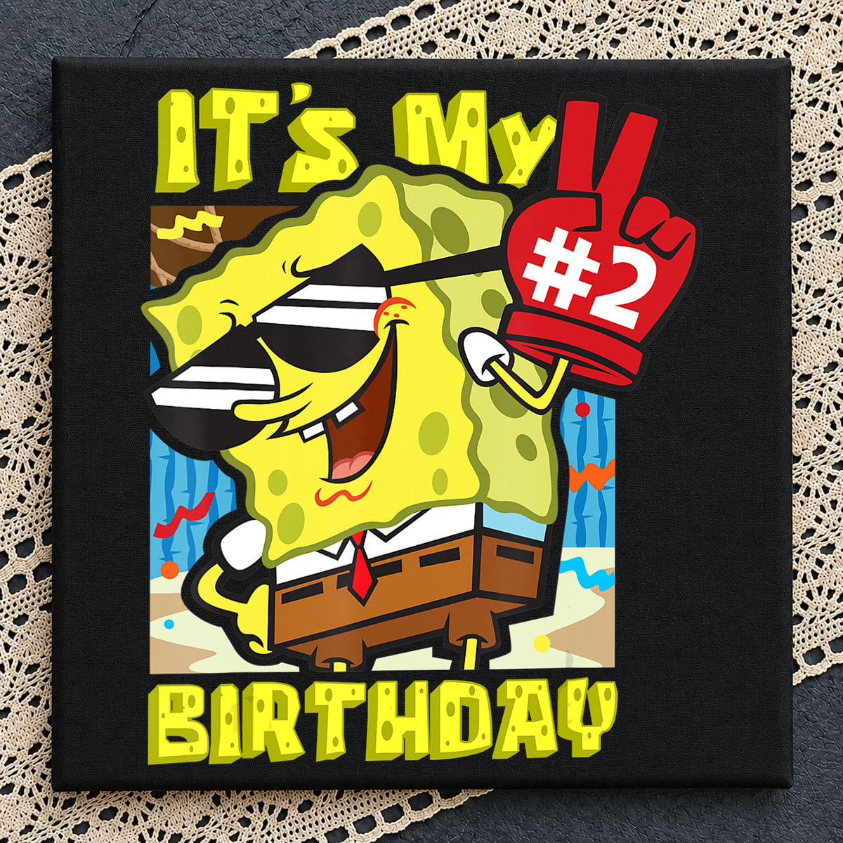 Spongebob It's My 2nd Birthday Cool Sunglasses PNG