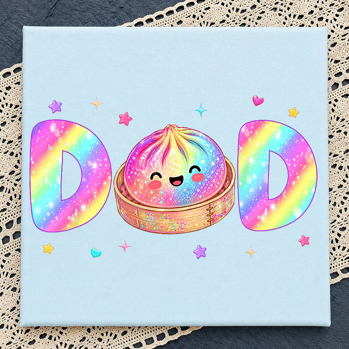 Cute Dim Sum Dad PNG, Kawaii Dumpling Rainbow PNG, Father Day PNG
