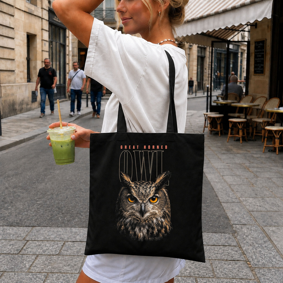 Great Horned Owl Portrait Dark Background, Golden Eyes Wildlife Art