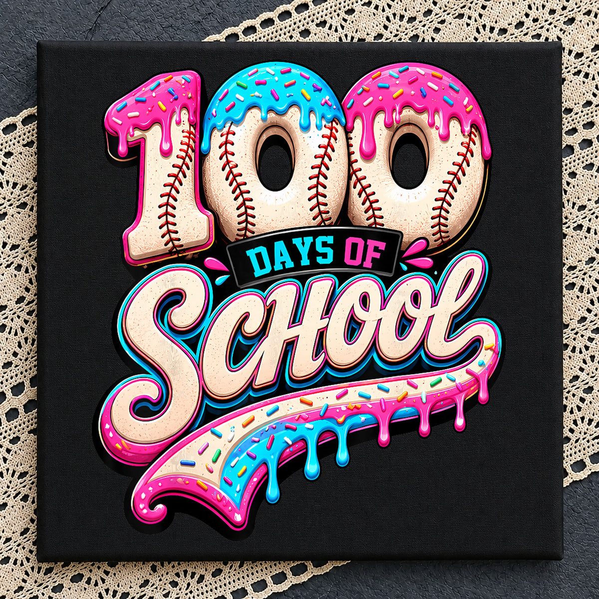100 Days Of School Baseball Donut Sprinkles PNG