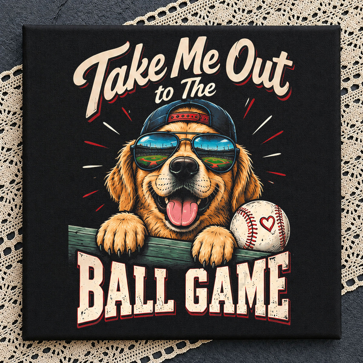 Take Me Out Ball Game Golden Retriever Baseball PNG