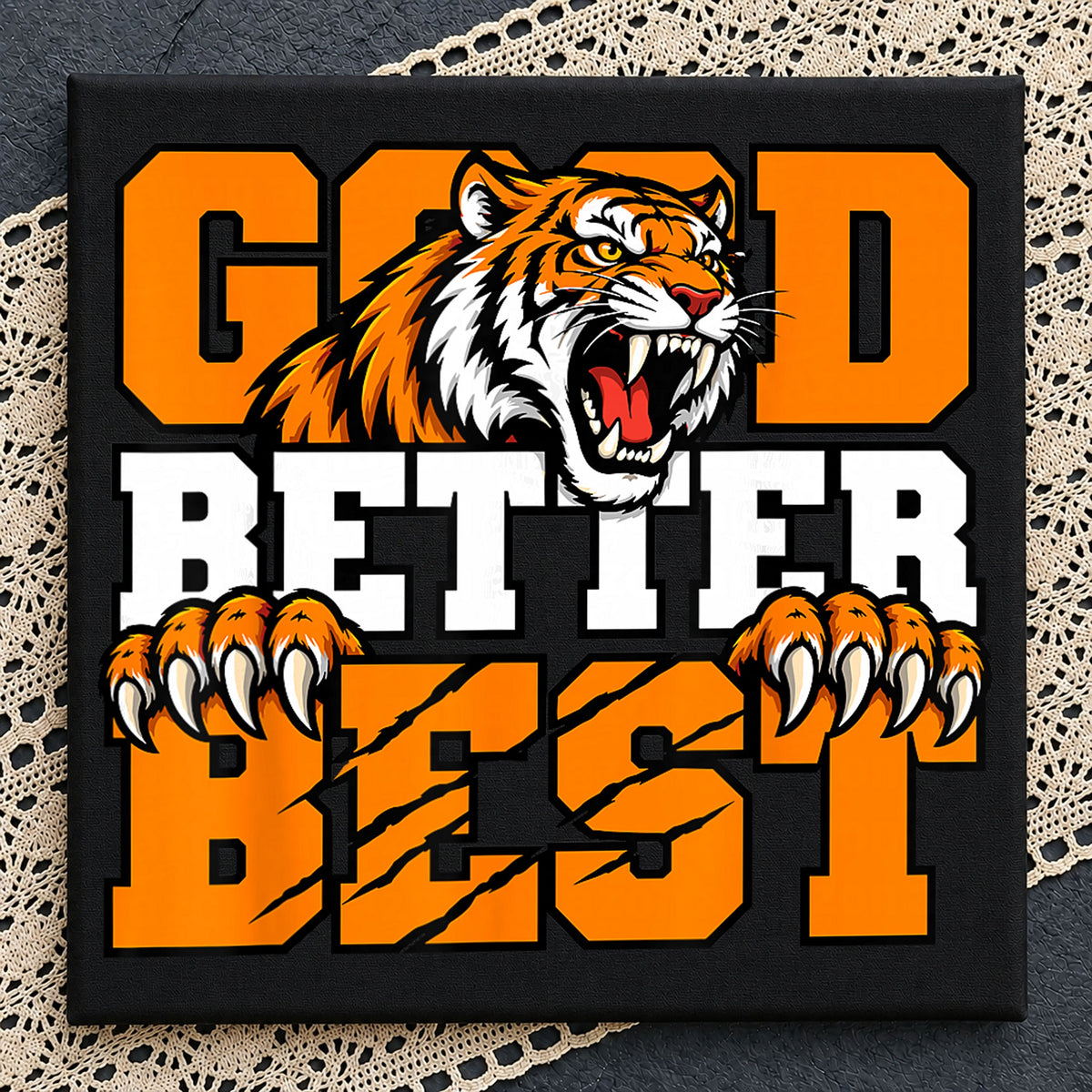 Good Better Best Tiger Motivational Quote Design PNG
