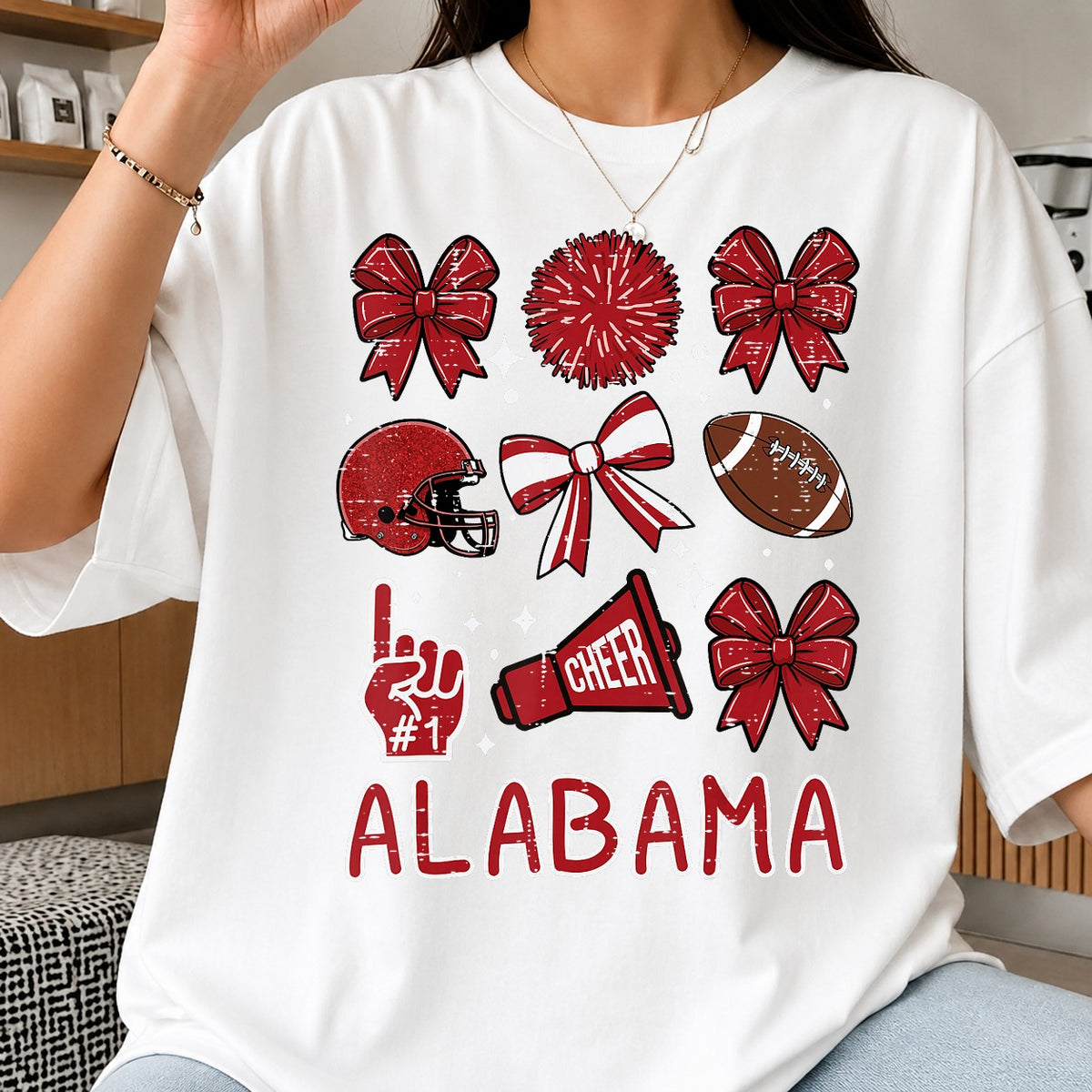 Alabama Football Cheer Crimson Bow Helmet Coquette PNG