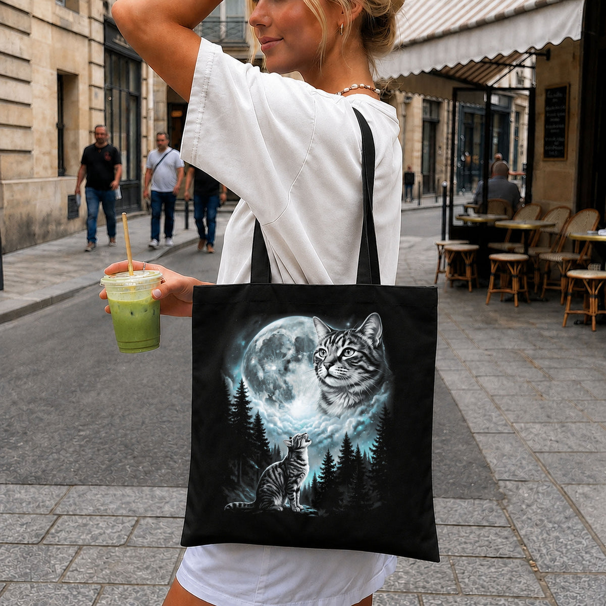 Cat And Moon PNG, Mystical Cat Forest Night, Cat Lover PNG