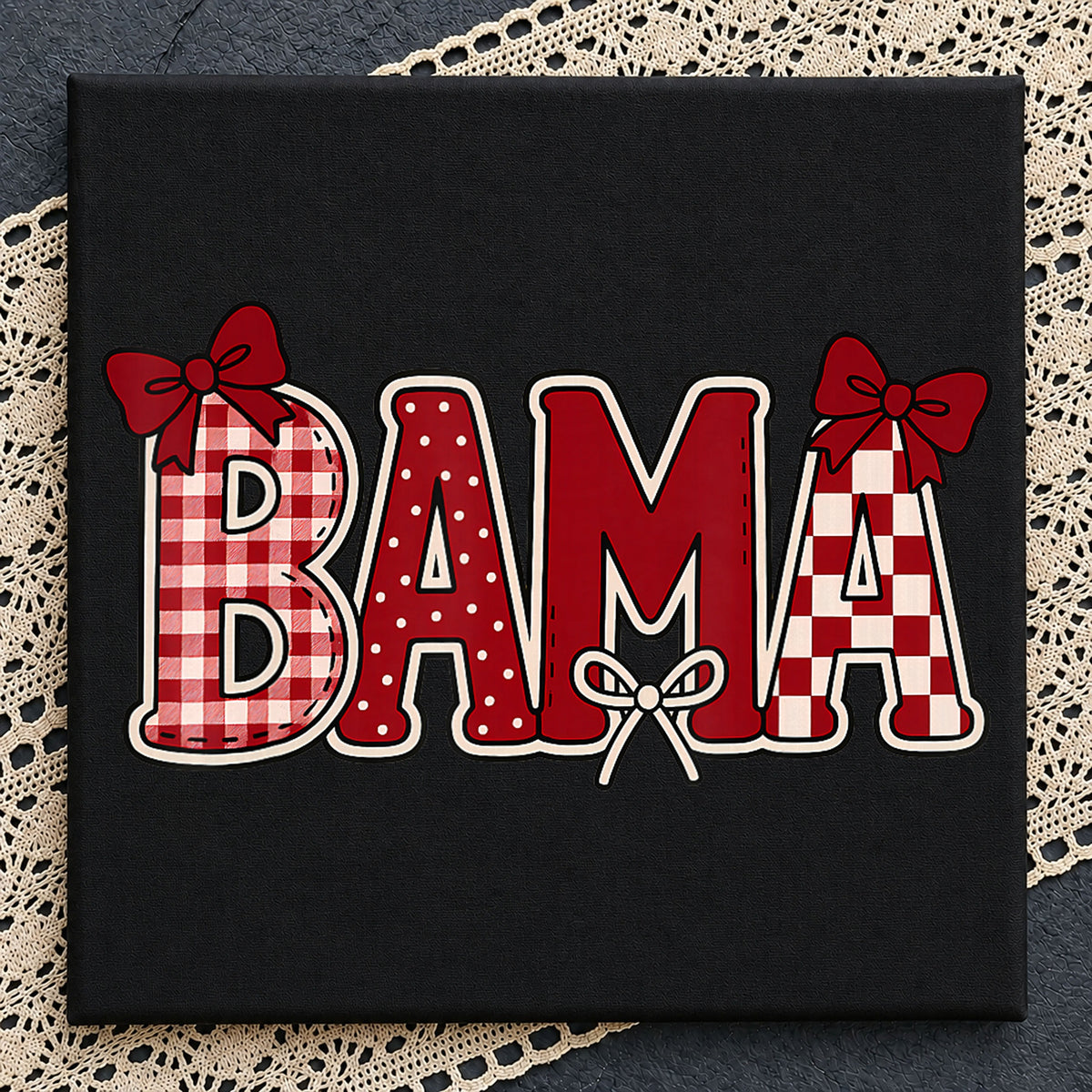Bama Coquette Bow Crimson Plaid Checkered PNG