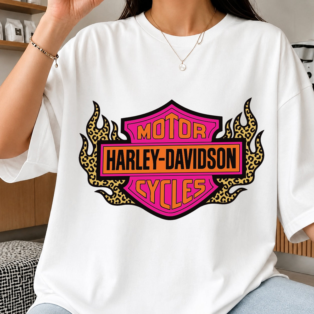 Harley-Davidson Leopard Flames Motor Cycles Logo SVG