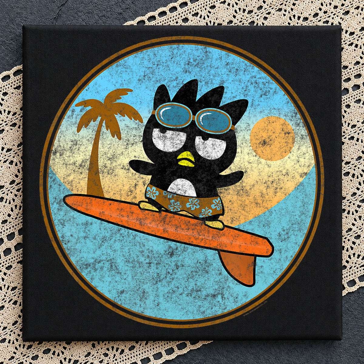 Badtz-Maru Surfing Summer Beach Retro Vintage PNG