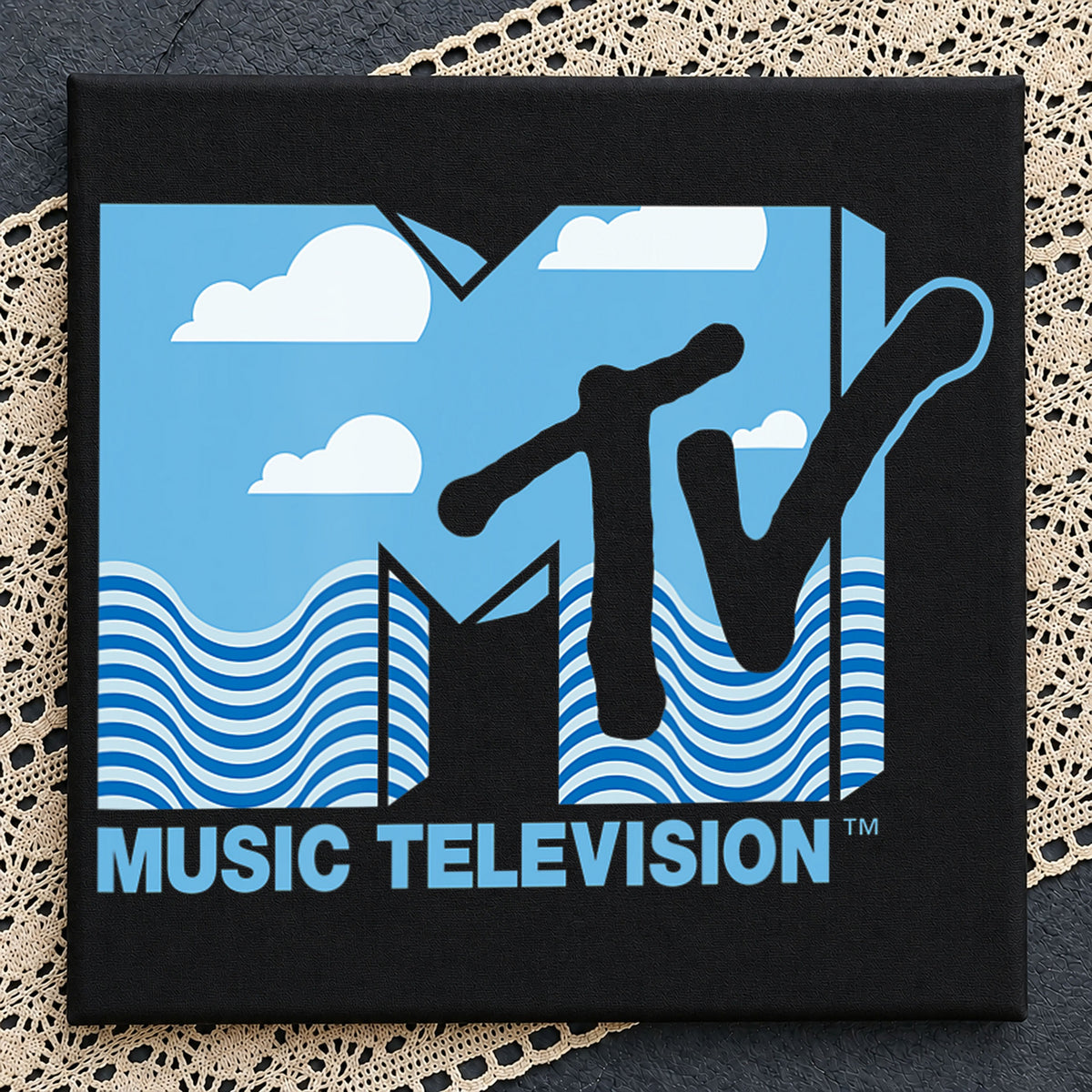 MTV Music Television Sky Clouds Wave Blue Retro PNG