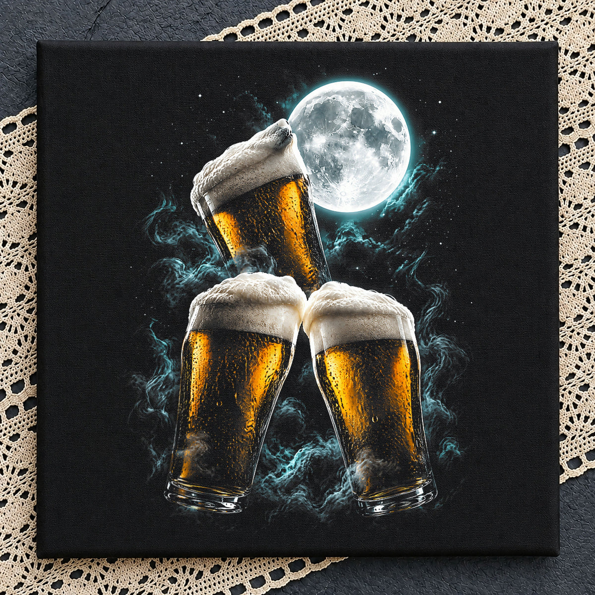 Beer Glasses Full Moon Mystic Night Drinking PNG