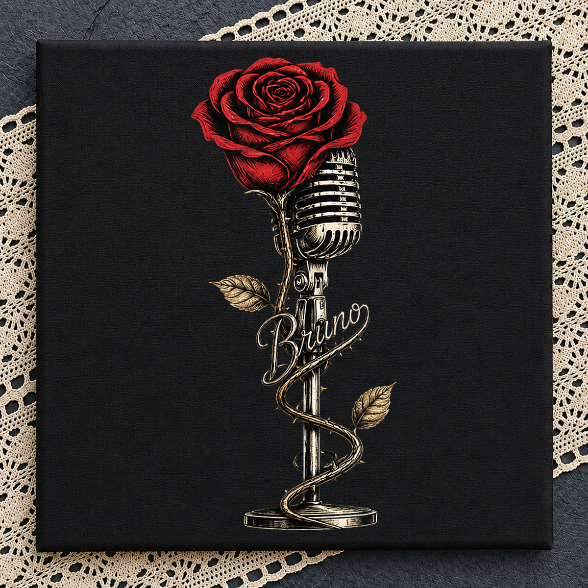 Bruno Mars Vintage Microphone Red Rose Music PNG