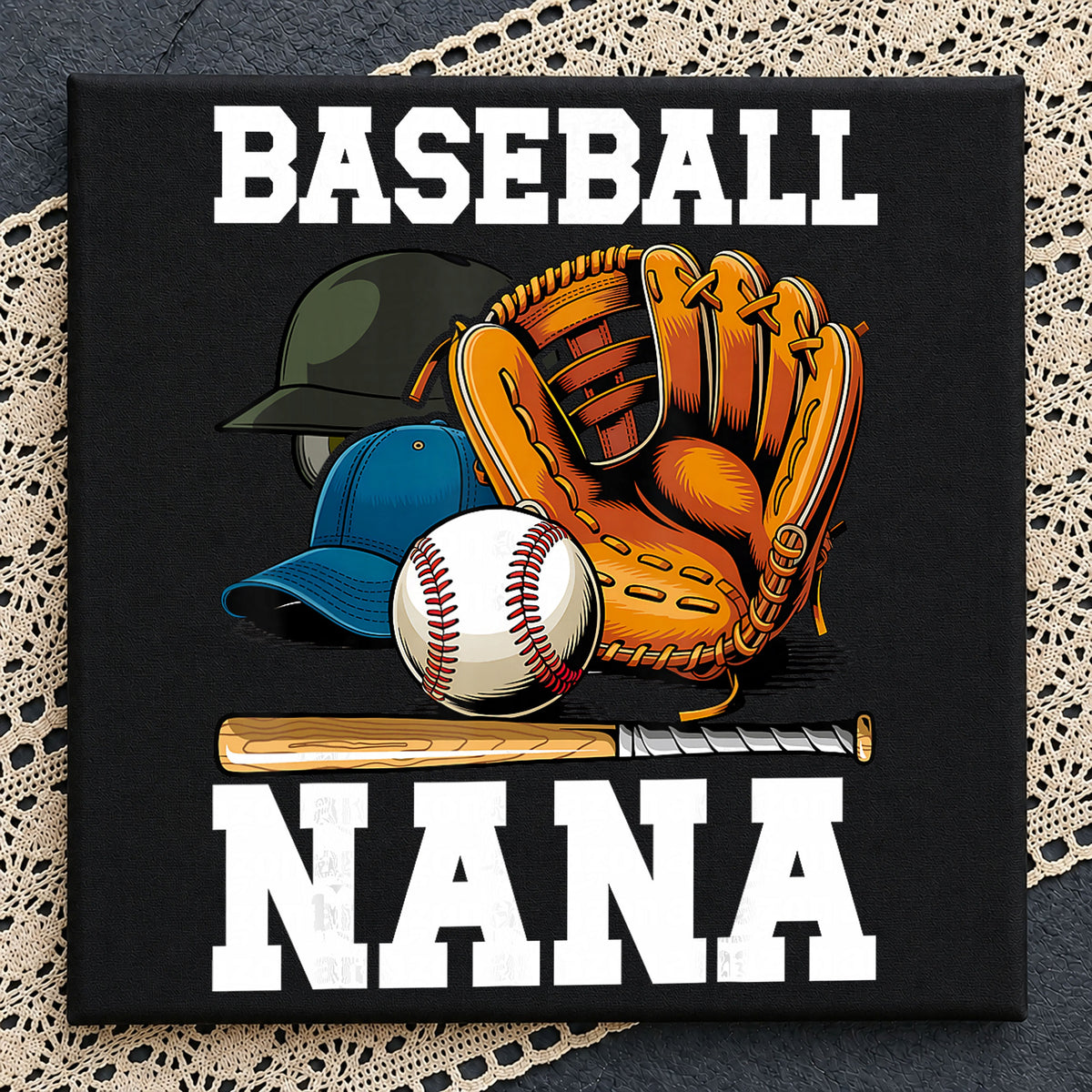 Baseball Nana PNG, Sports Grandma Glove Bat Clipart