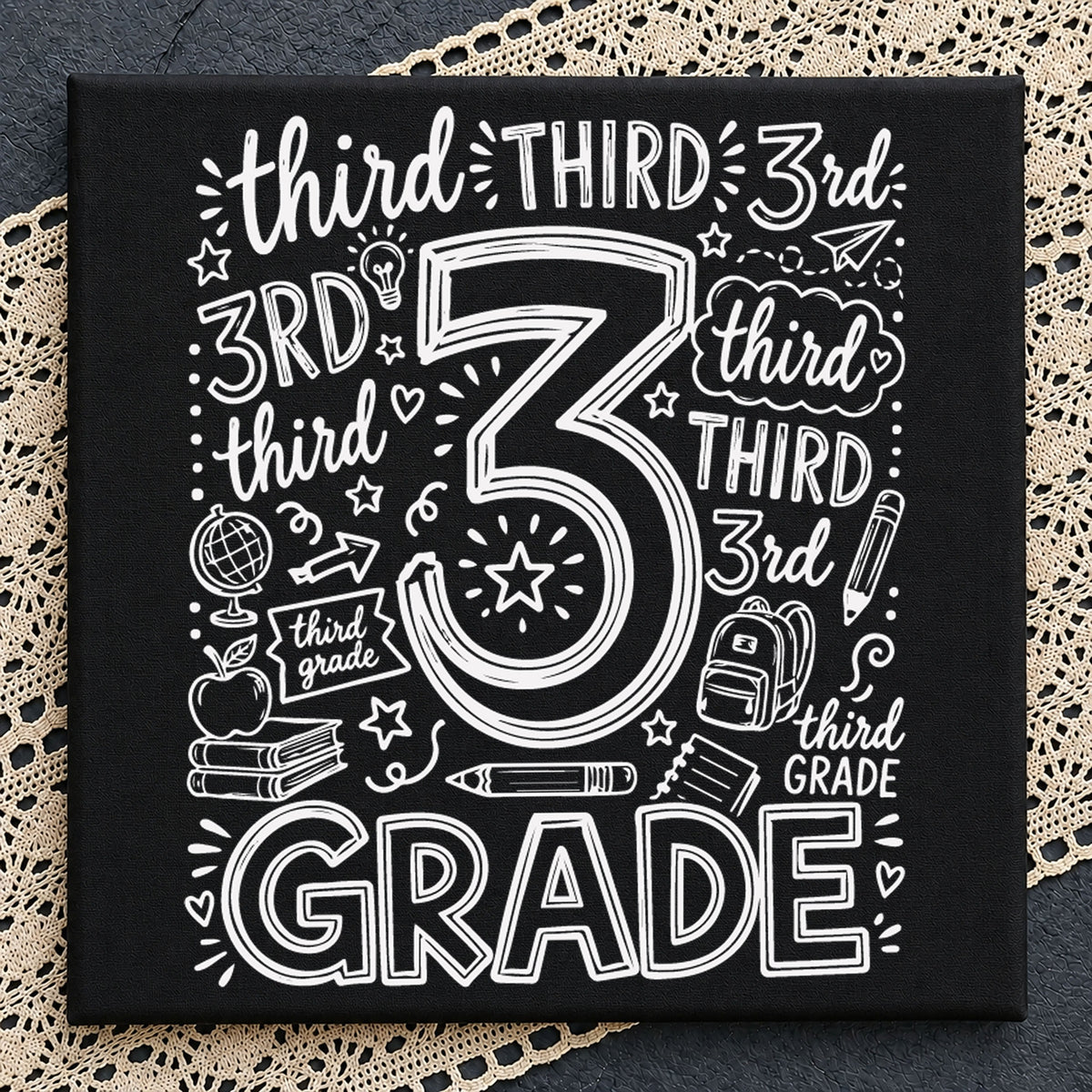 Third Grade Typography SVG, Back To School Cricut Clipart