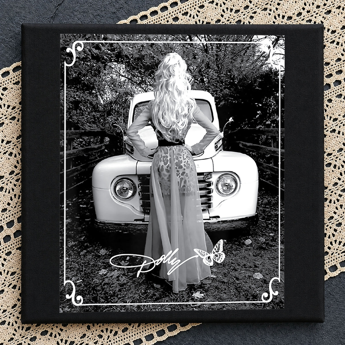 Dolly Parton Vintage Truck Black White Photo PNG