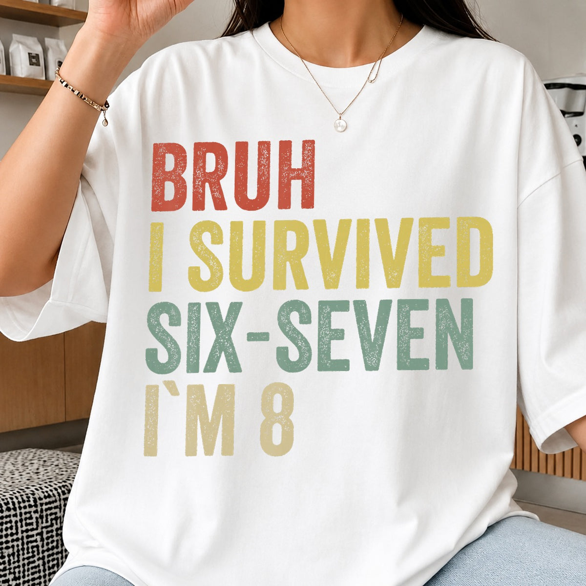 Bruh I Survived Six-Seven Im 8 Birthday Kids PNG
