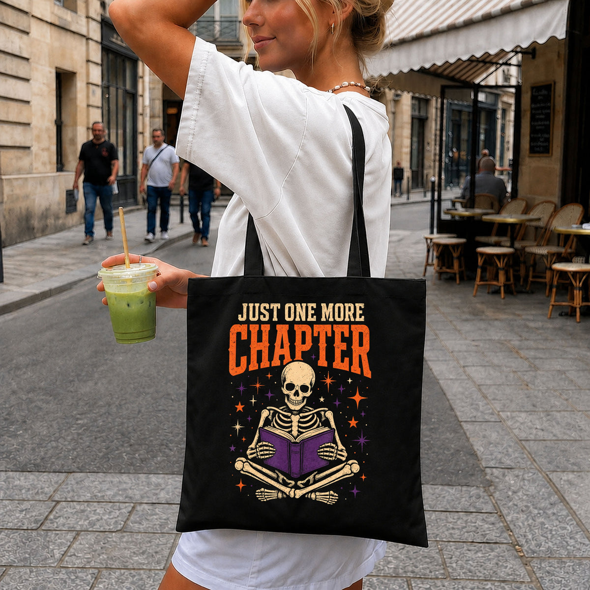 Just One More Chapter Skeleton Reading Book, Spooky Stars Purple Book