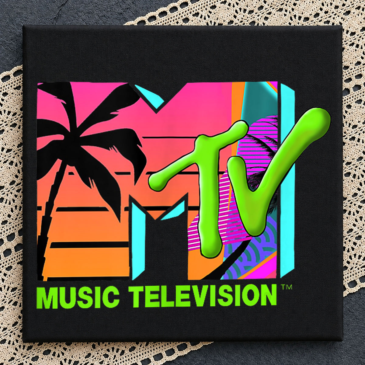 MTV Music Television Tropical Summer Neon Palm Tree PNG