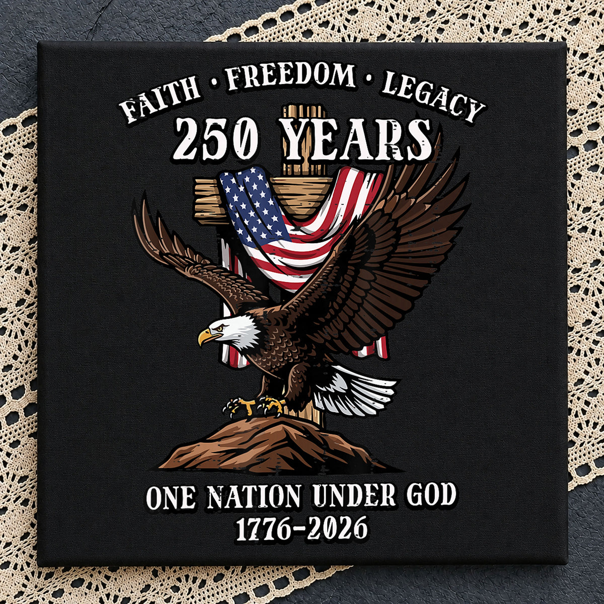 250 Years One Nation Under God Eagle American Flag PNG