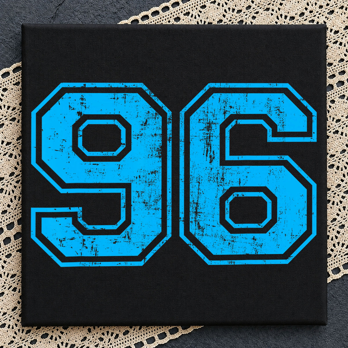 Number 96 Distressed Varsity Grunge Sport Jersey PNG