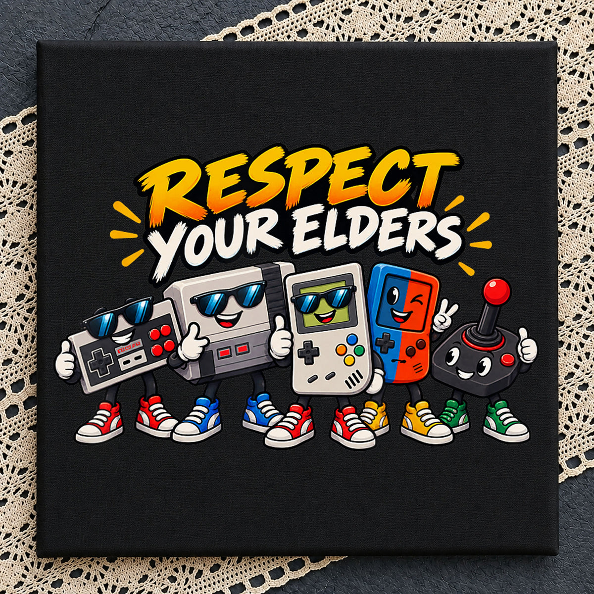Respect Your Elders Retro Gaming Controllers Funny PNG