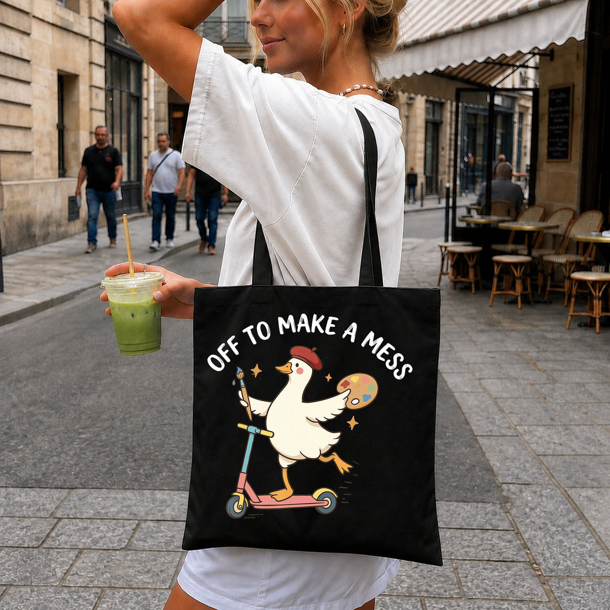 Off To Make A Mess Duck PNG, Funny Duck Artist PNG, Cute Duck PNG