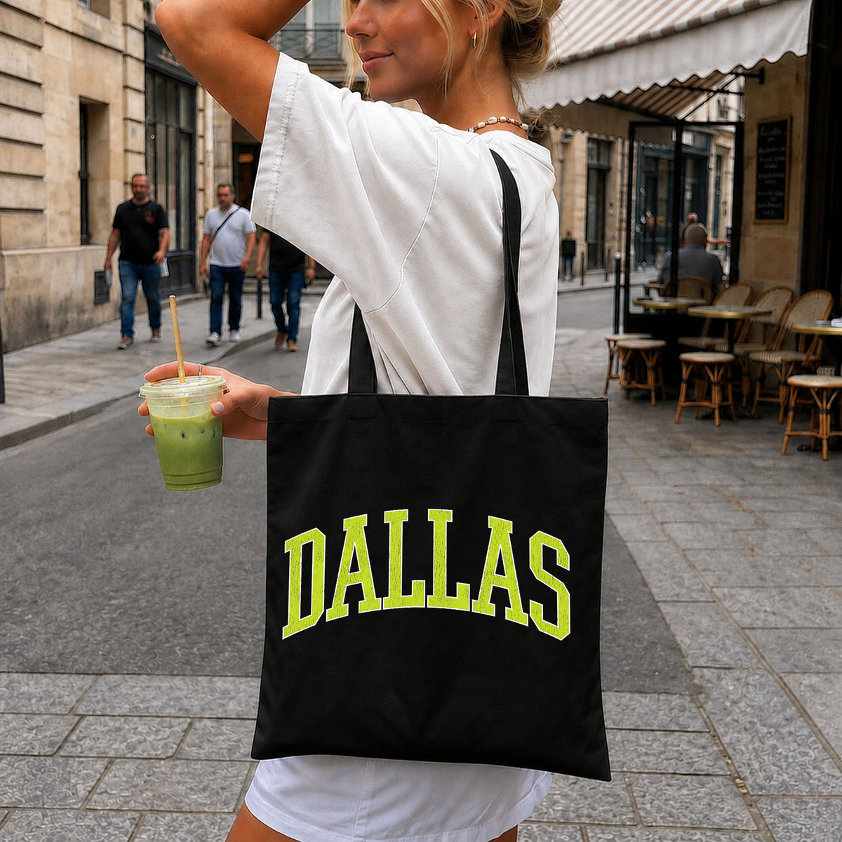 Dallas Arched Varsity Clipart, Lime Green Distressed Bold Arch