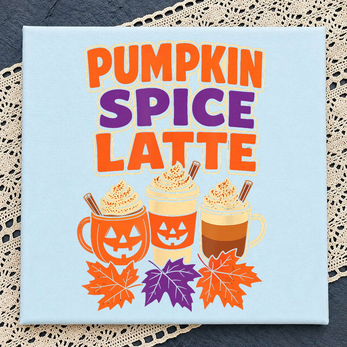 Pumpkin Spice Latte Fall Clipart, Jack O Lantern Cups Autumn Leaves