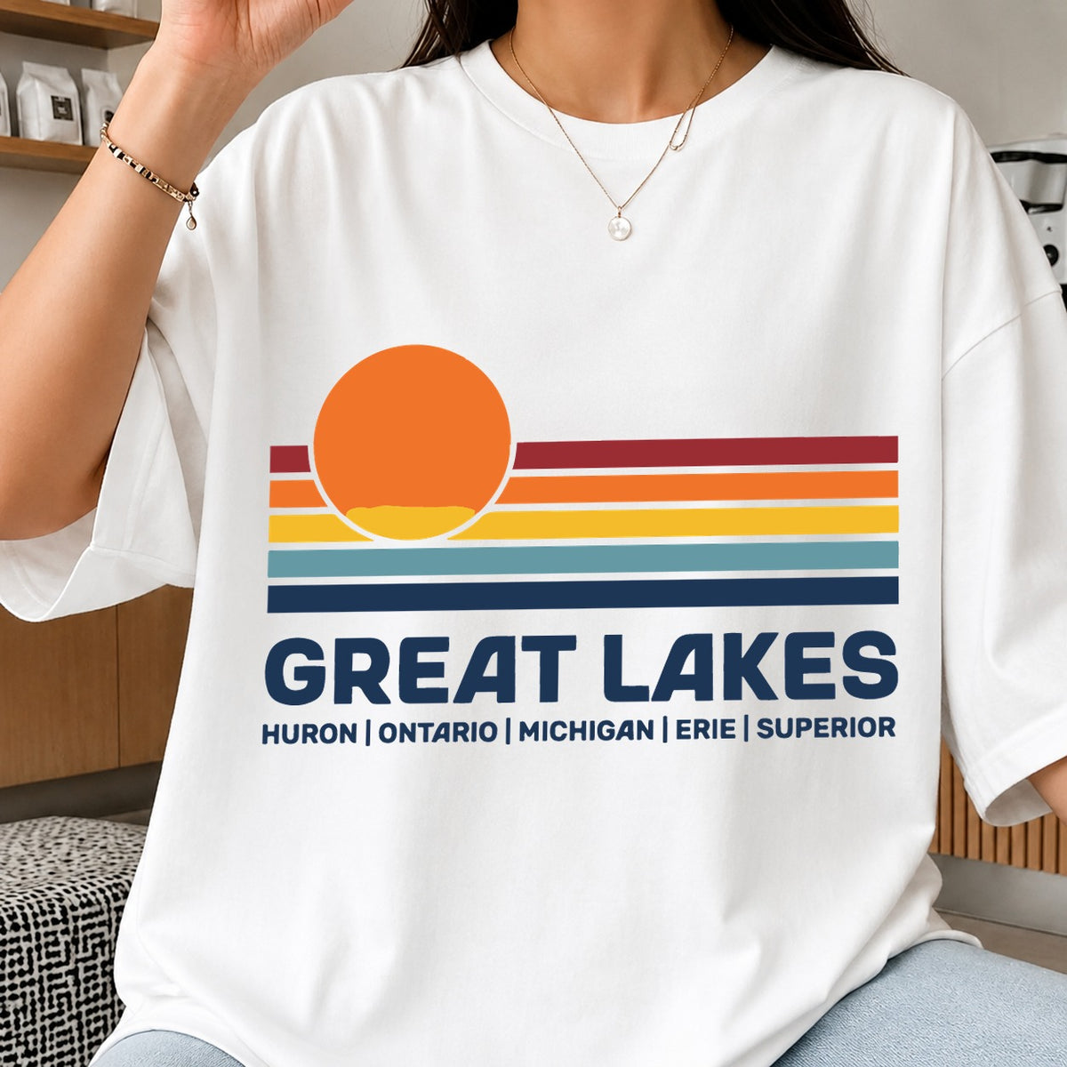 Great Lakes SVG, Retro Sunset Vinyl Clipart Design