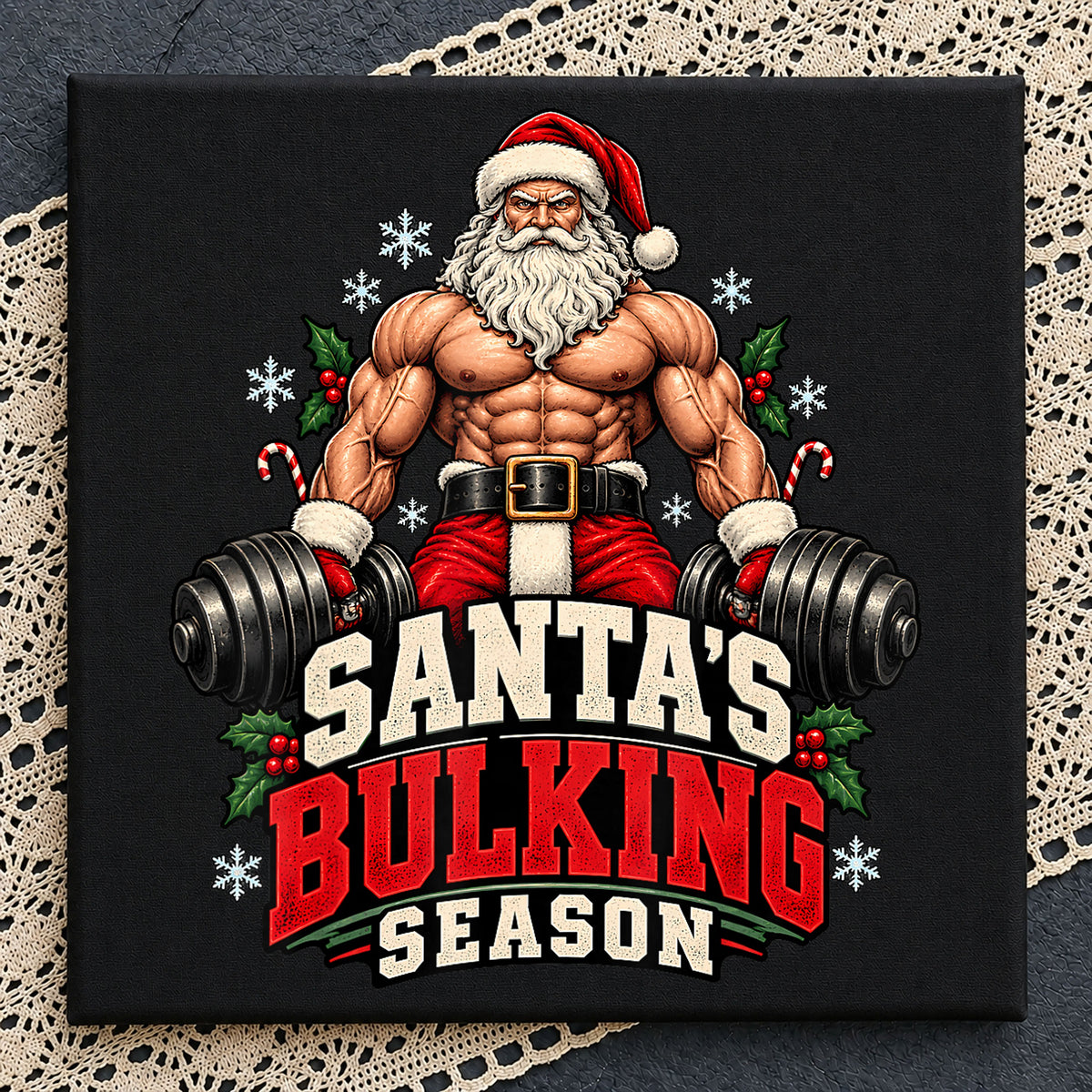 Santa's Bulking Season Gym Weightlifting Christmas PNG