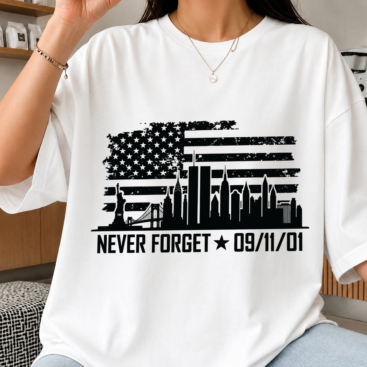 Never Forget 09/11/01 Twin Towers American Flag SVG