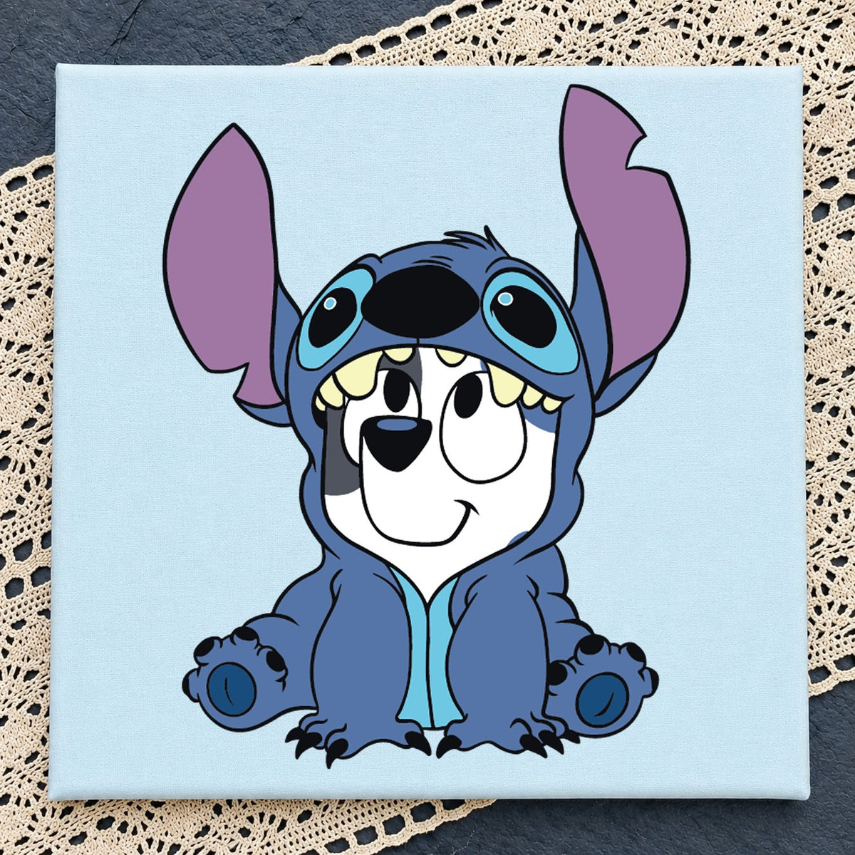 Bluey In Stitch Costume Sitting, Disney Crossover Cute Pose, Quote SVG
