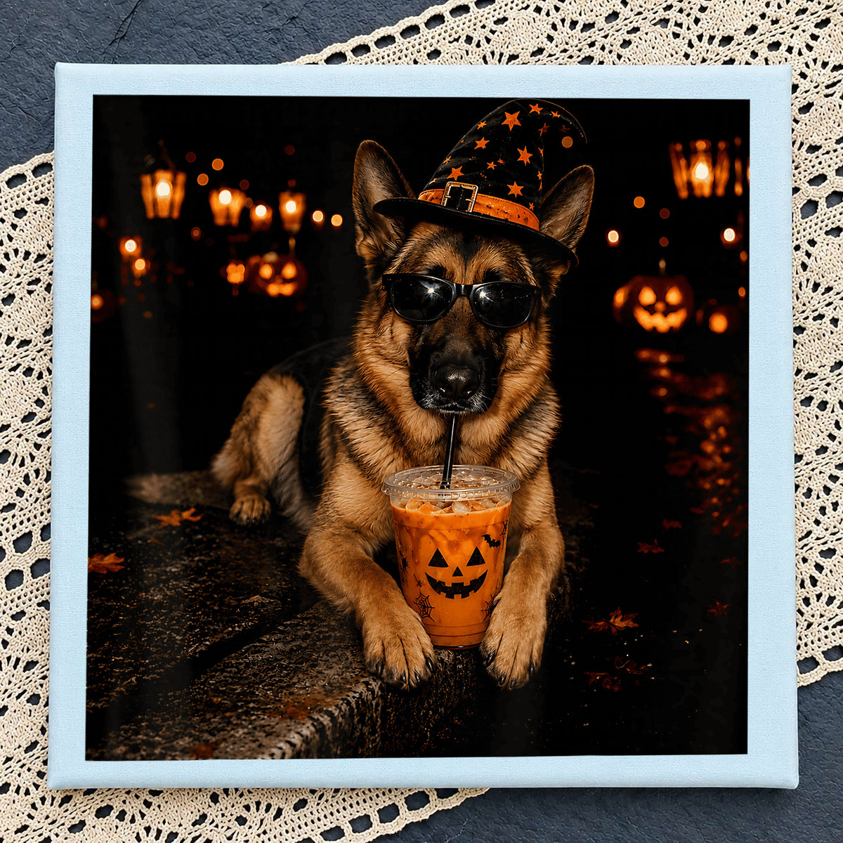 Halloween German Shepherd Dog PNG, Witch Hat Dog PNG, Spooky Dog PNG