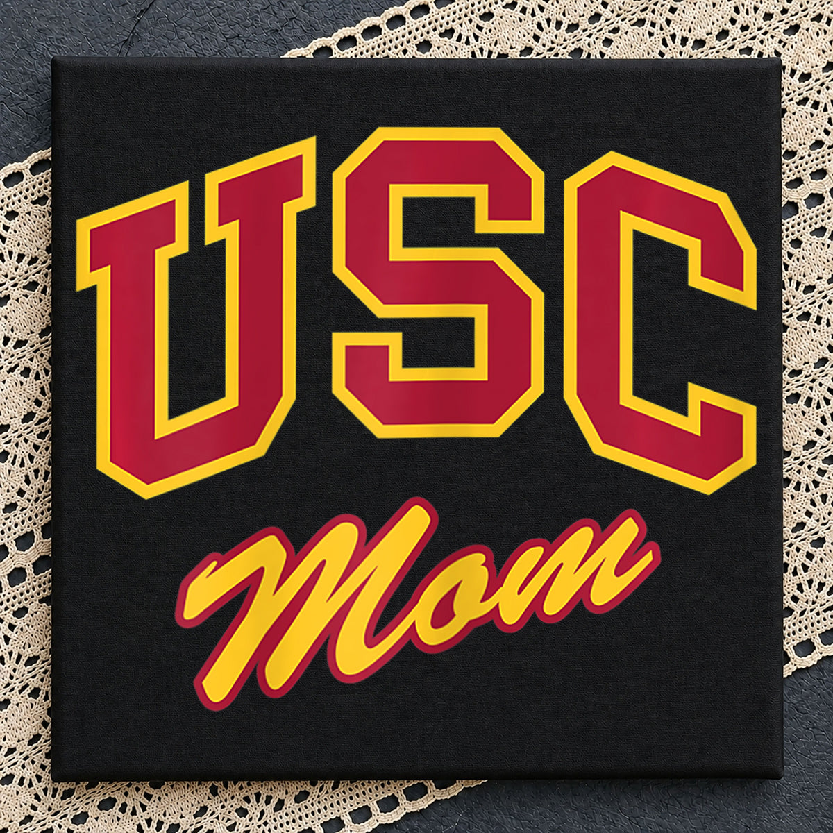 USC Mom Varsity Letters Crimson Gold Spirit PNG