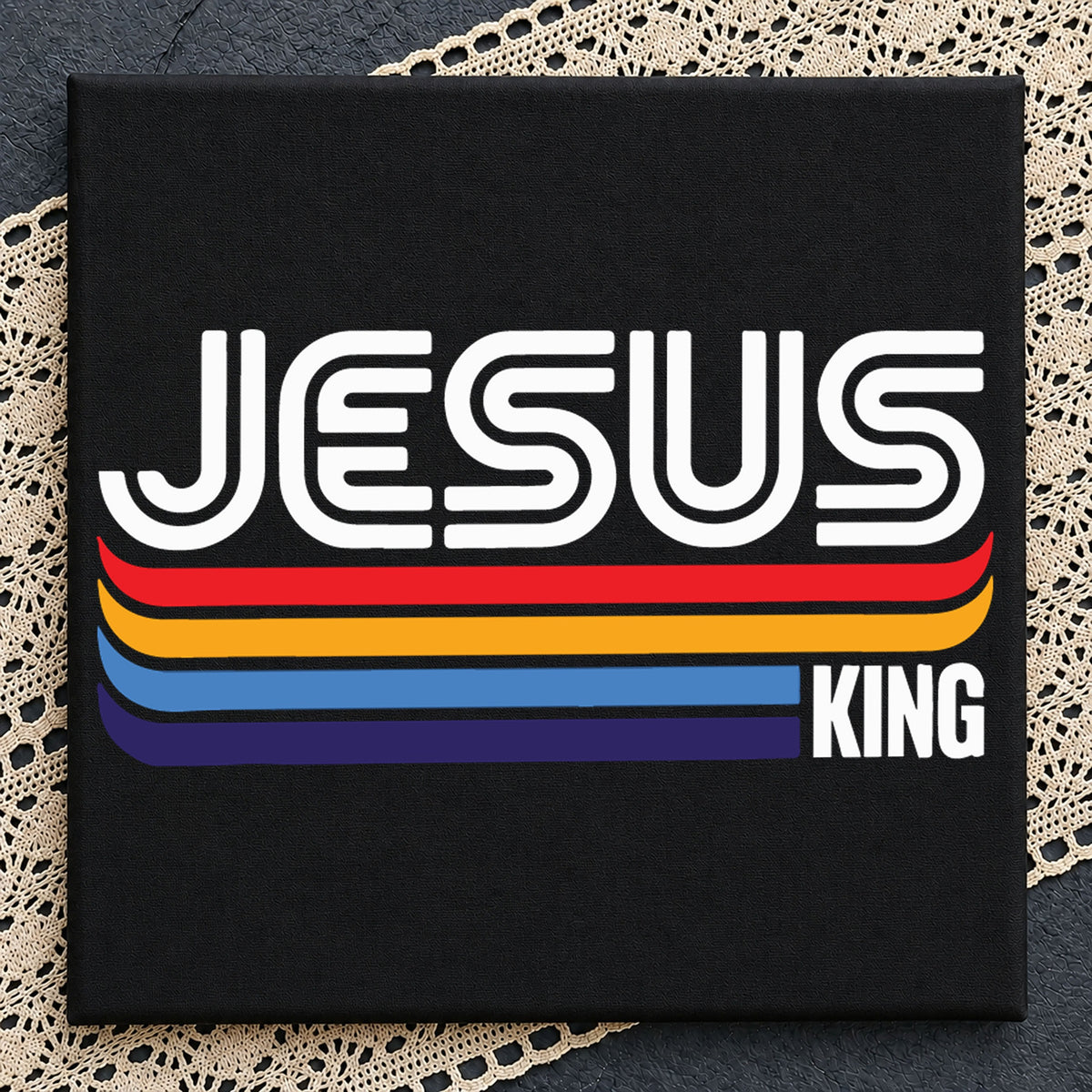 Jesus King Retro Stripes SVG, Cricut Cut File Design Clipart