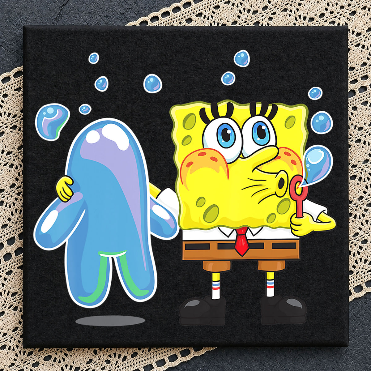 Spongebob Squarepants Blowing Bubbles With Gary PNG