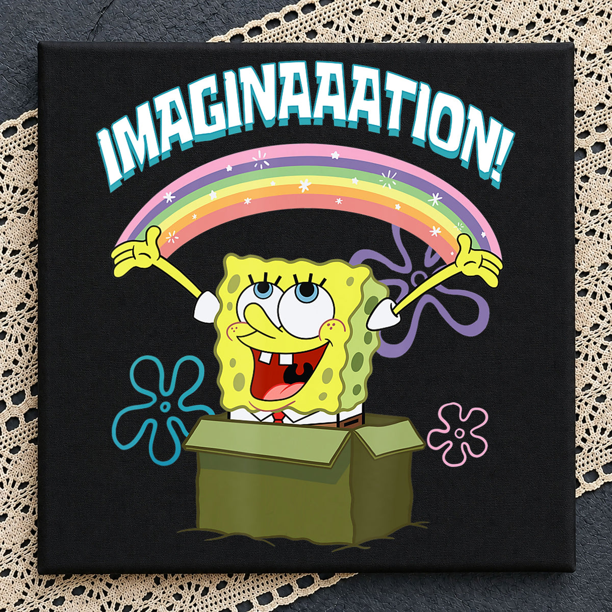SpongeBob Imagination Rainbow Box Meme Cartoon PNG