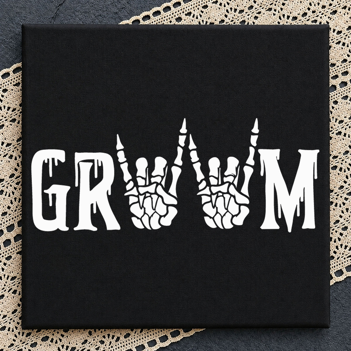 Groom Skeleton Hand Rock Sign Halloween Wedding PNG