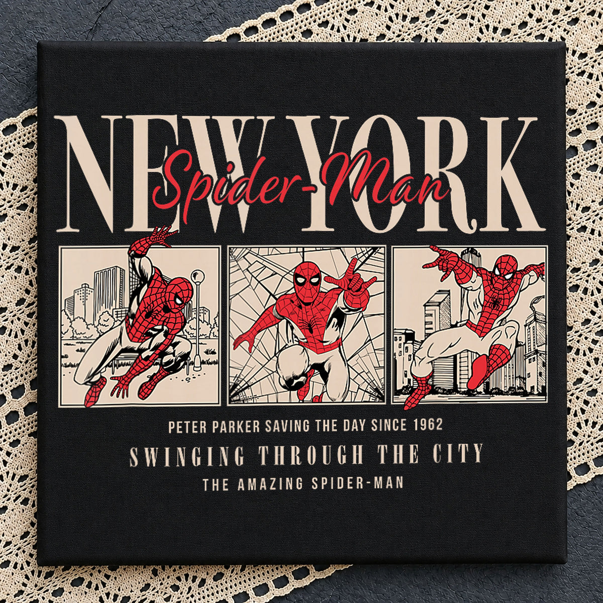 New York Spider-Man Swinging Through The City Comic PNG