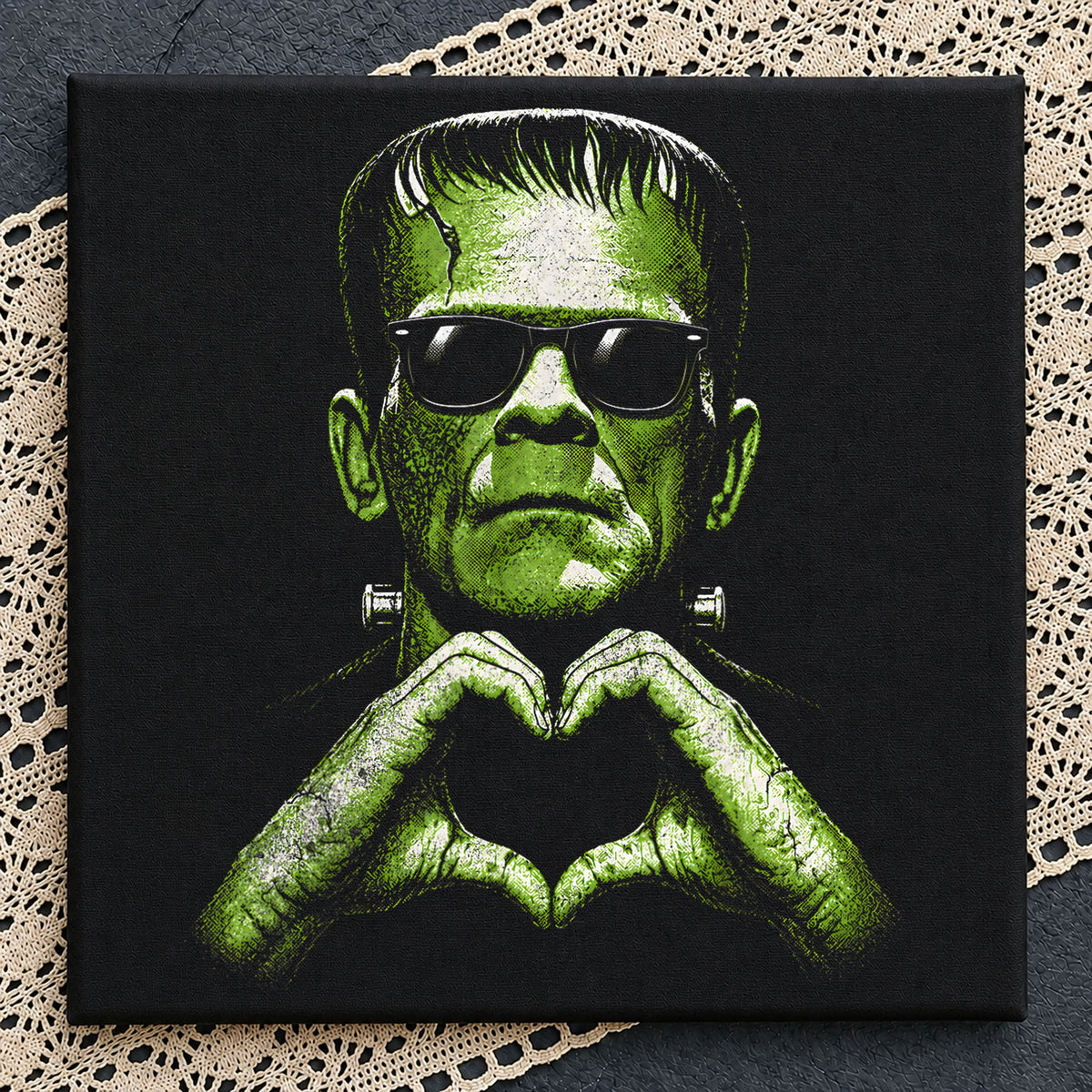 Frankenstein Heart Hands Sunglasses Halloween PNG