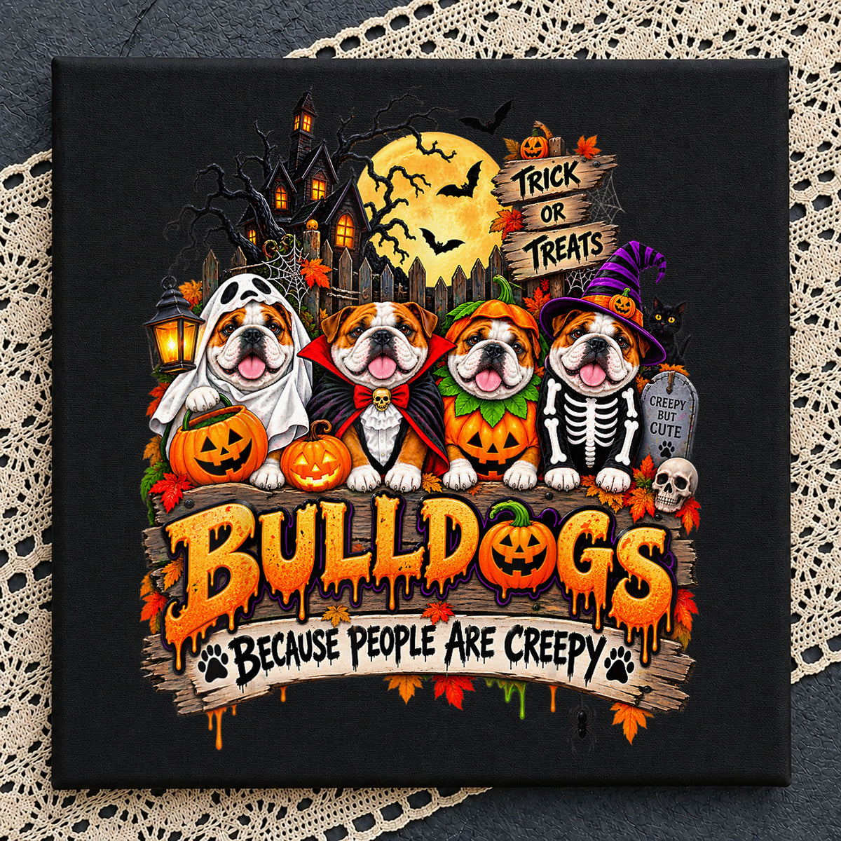 Bulldogs Because People Are Creepy Halloween Costume v2 PNG