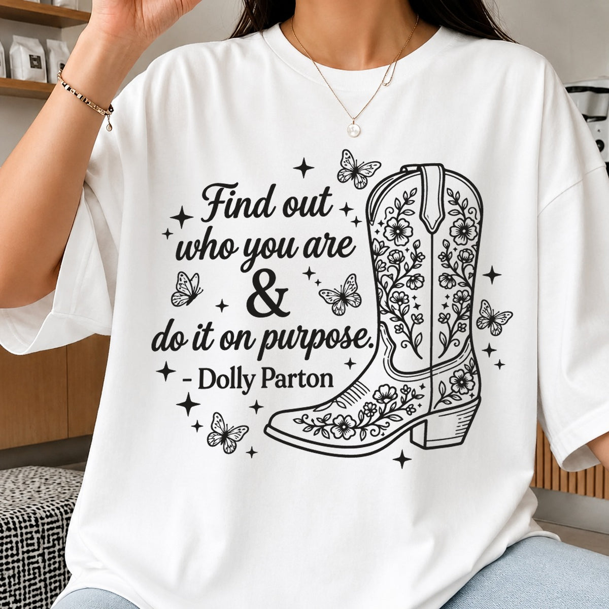 Dolly Parton Cowboy Boot Quote SVG, Floral Cricut File