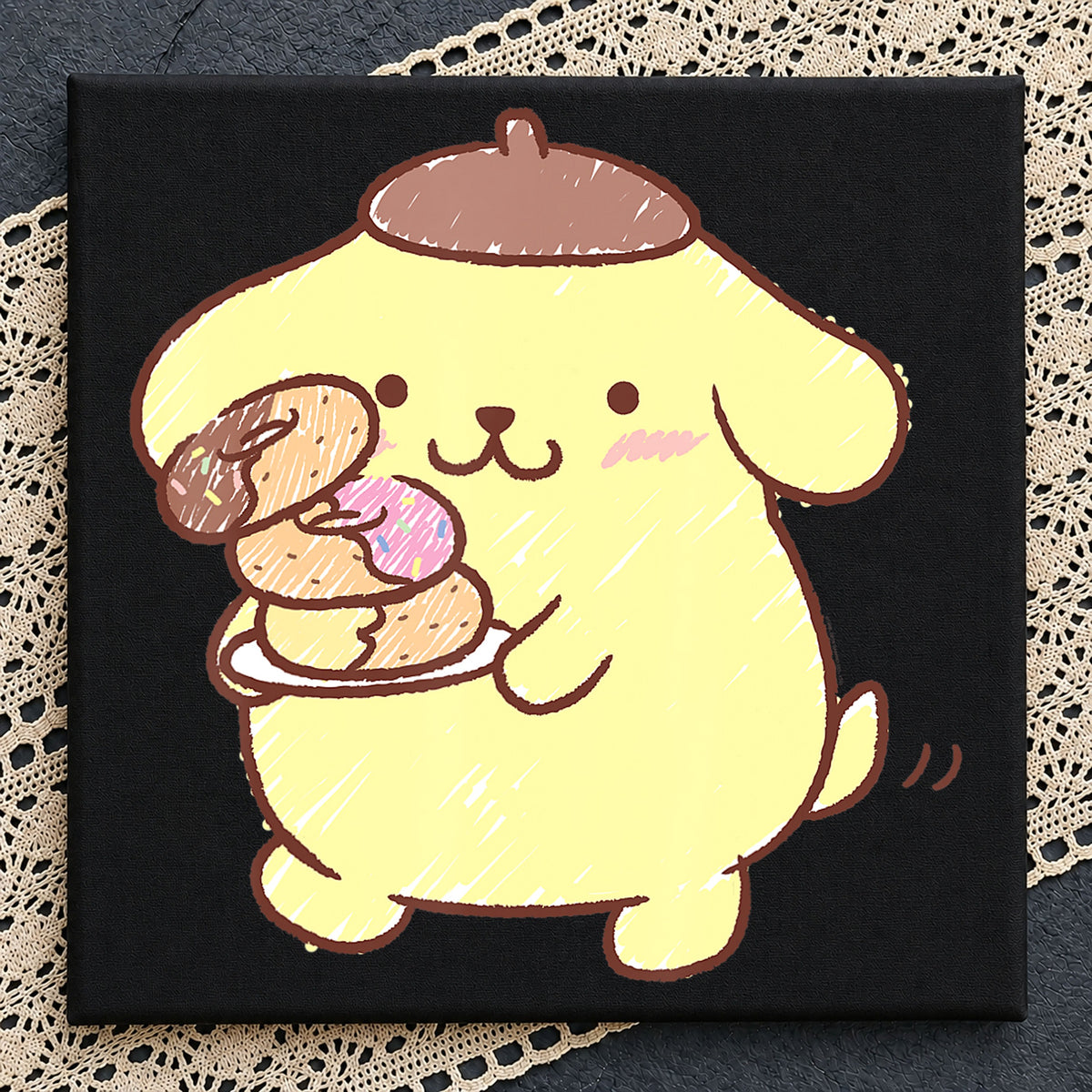 Pompompurin Donuts Beret Kawaii Sanrio Clipart PNG