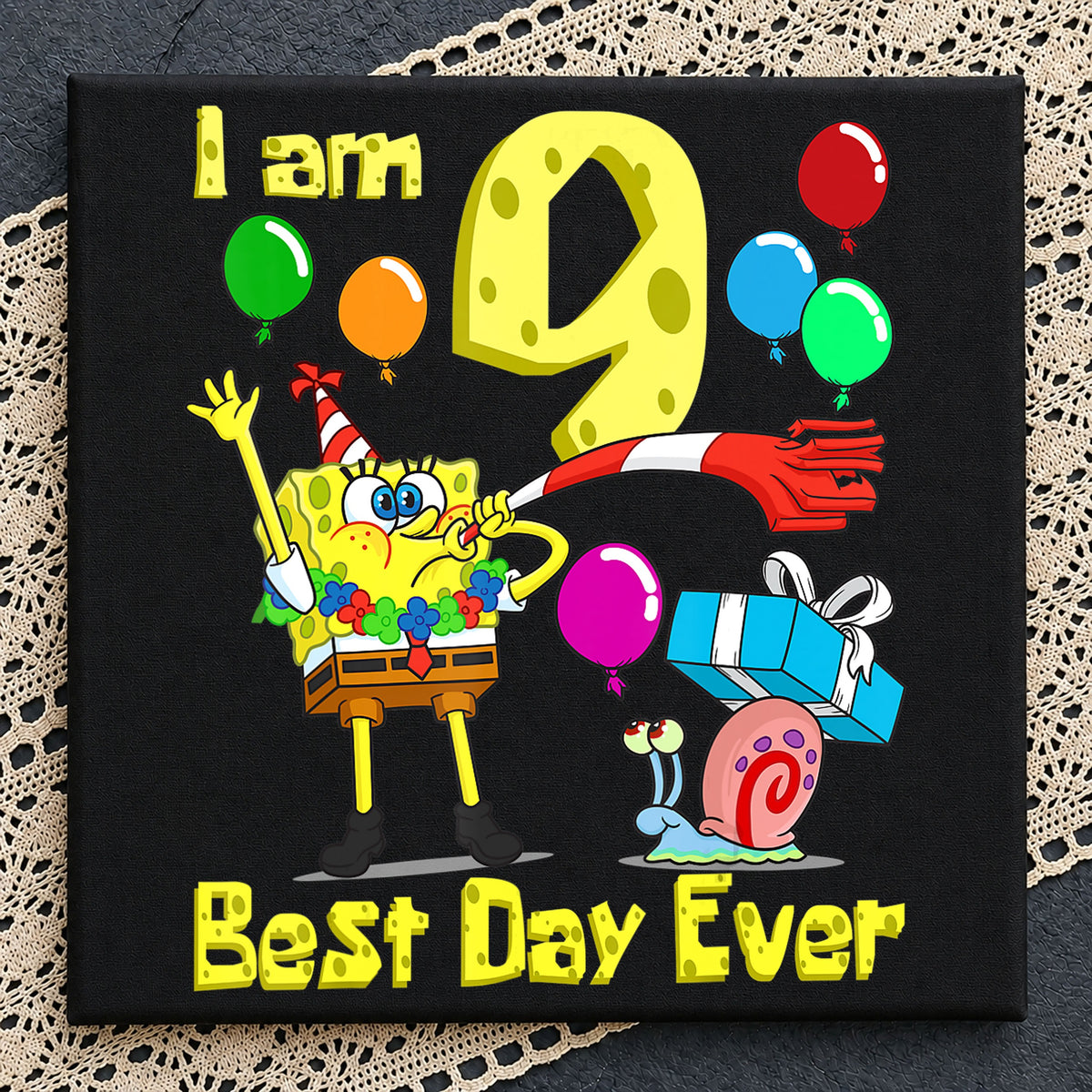 Spongebob I Am 9 Best Day Ever Birthday PNG