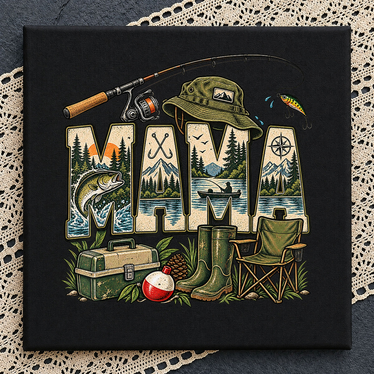 Fishing Mama PNG, Outdoor Mom Sublimation Shirt Design