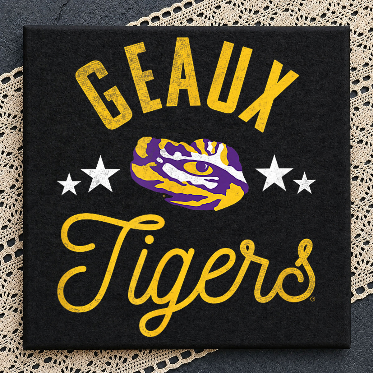 Geaux Tigers LSU Football Vintage Star Eye PNG