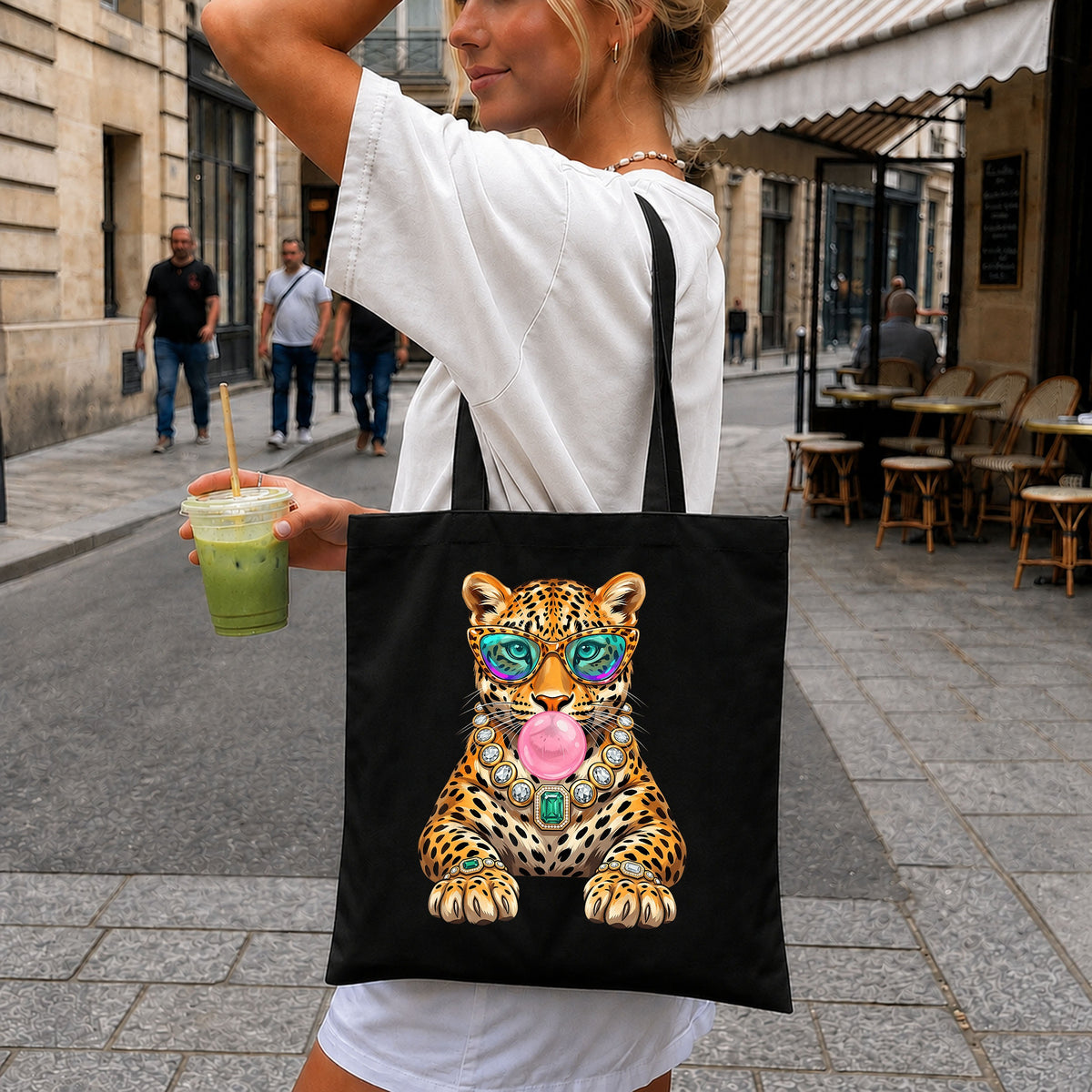 Leopard Bubblegum Sunglasses PNG, Sassy Cheetah PNG, Cute Wild Cat PNG