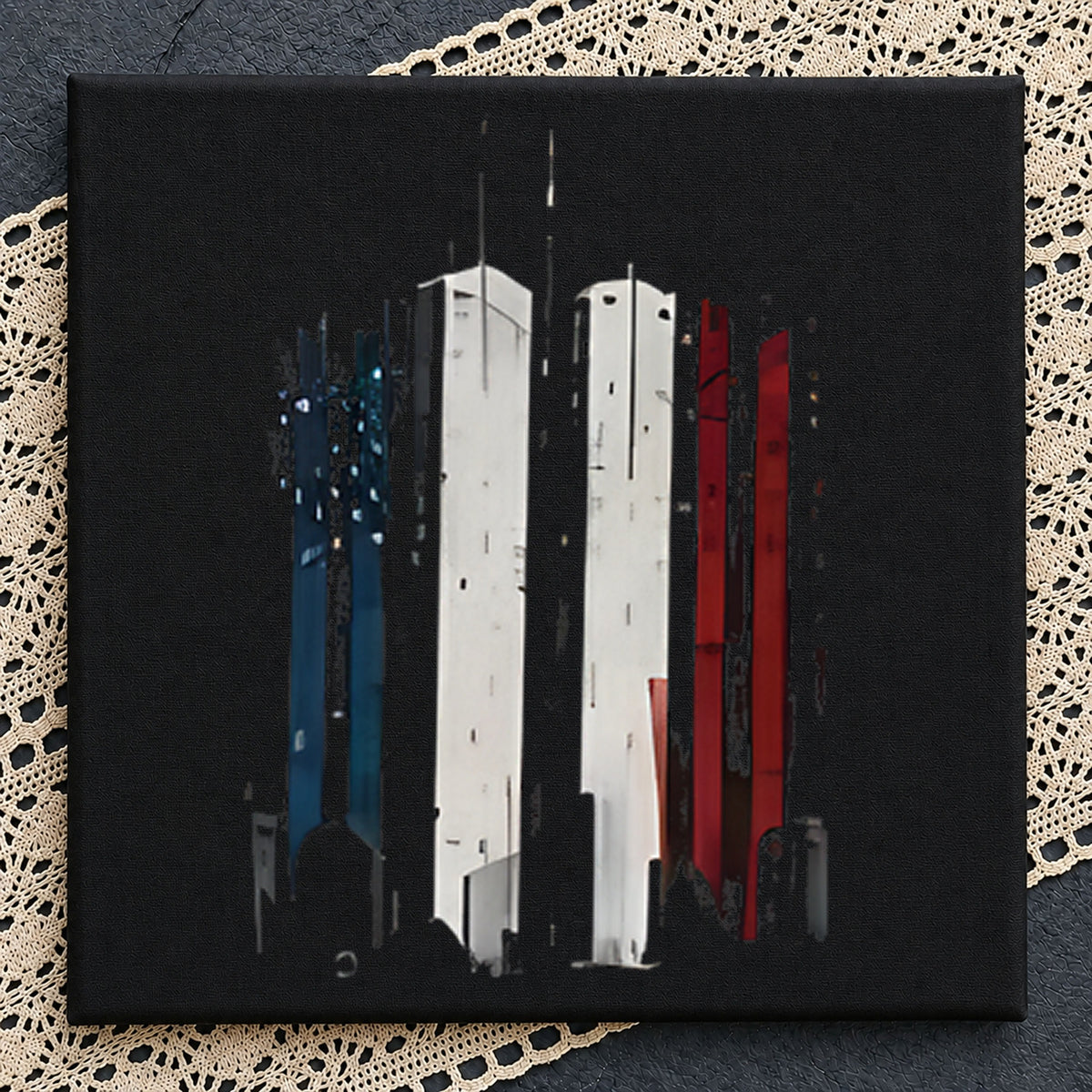 9/11 Twin Towers American Flag Distressed Tribute PNG