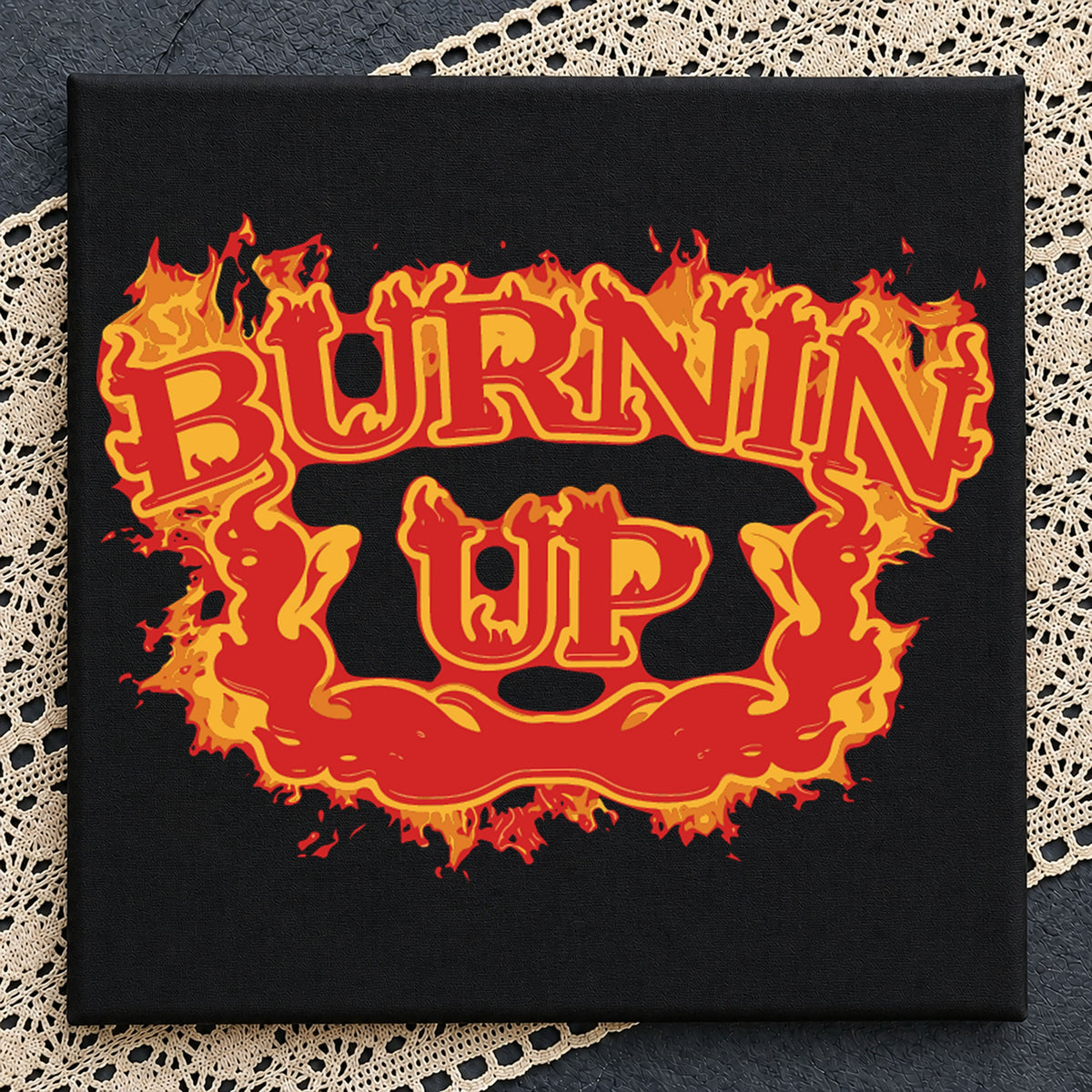 Burnin Up Fire Text Design, Flame Bold Orange Red Letters, Concert v9